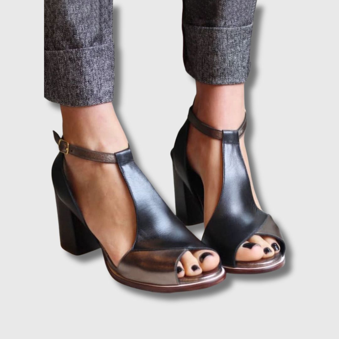 Anyao™ | Sandale na Petu s Otvorenim Prstima u Crnom Patchworku za žene