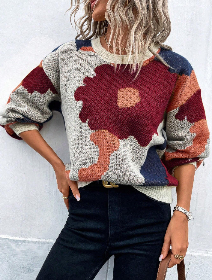 Elegant | Bloom Women’s Floral Knit Pullover Sweater