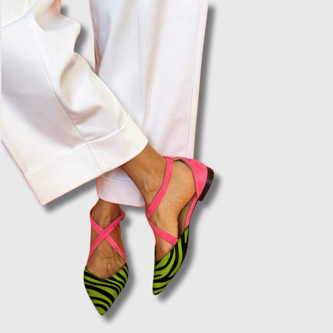 Linali™ – Ženske Elegantne Pločaste Sandale sa Zebra Uzorkom