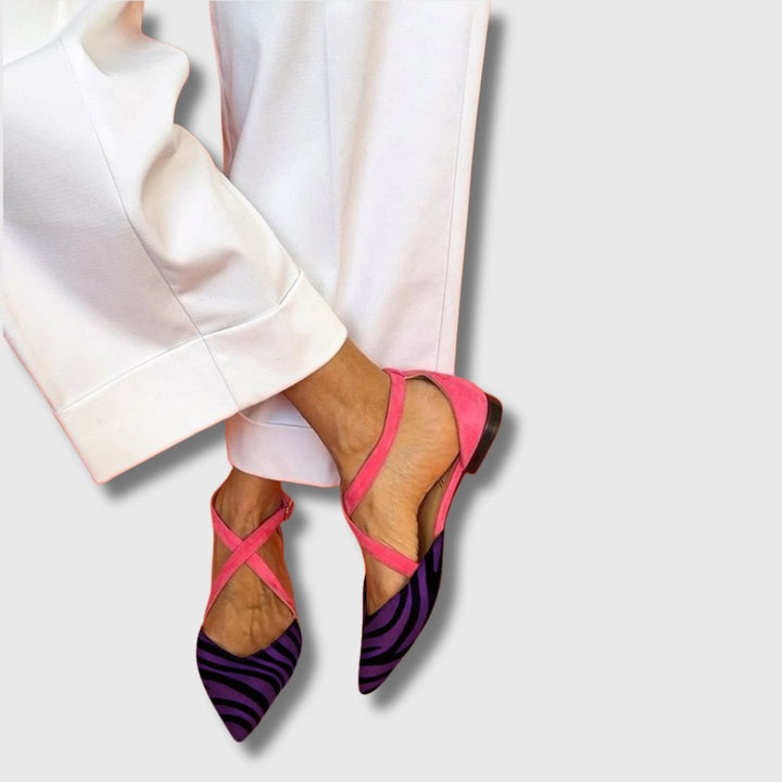 Linali™ – Ženske Elegantne Pločaste Sandale sa Zebra Uzorkom